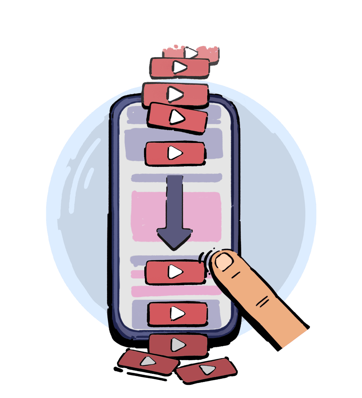 Illustration: endless scrolling on a phone