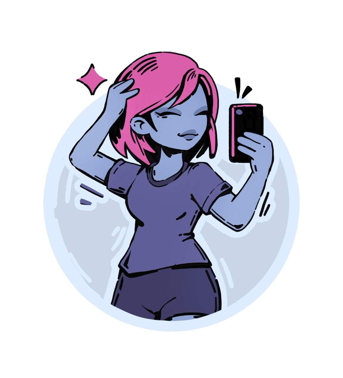 Illustration: taking a selfie with a phone