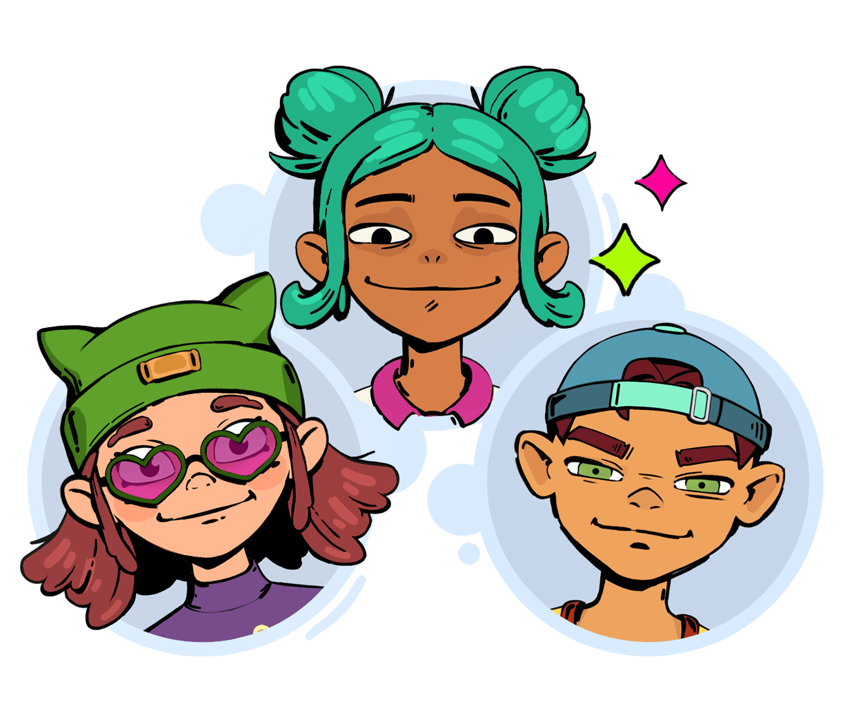 Illustration: three characters representing shared ownership